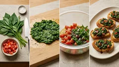 火を使う時間ほぼなし：モロヘイヤ×トマトの夏ブルスケッタ、冷やしてのせるだけ
